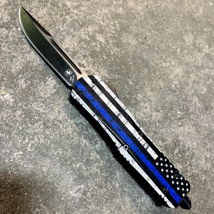 Templar OTF Knife (Thin Blue Line) GUNTALK [10 SPOT] GUNBROS