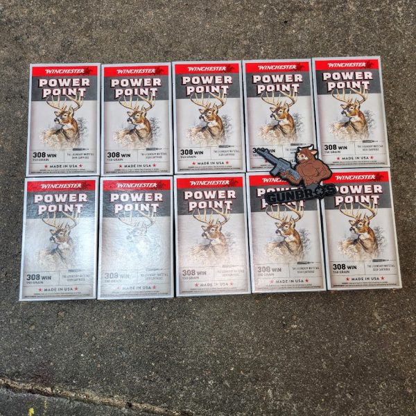 200rds Winchester Power Point .308 150gr GUNTICKETS [10 SPOT] GUNBROS
